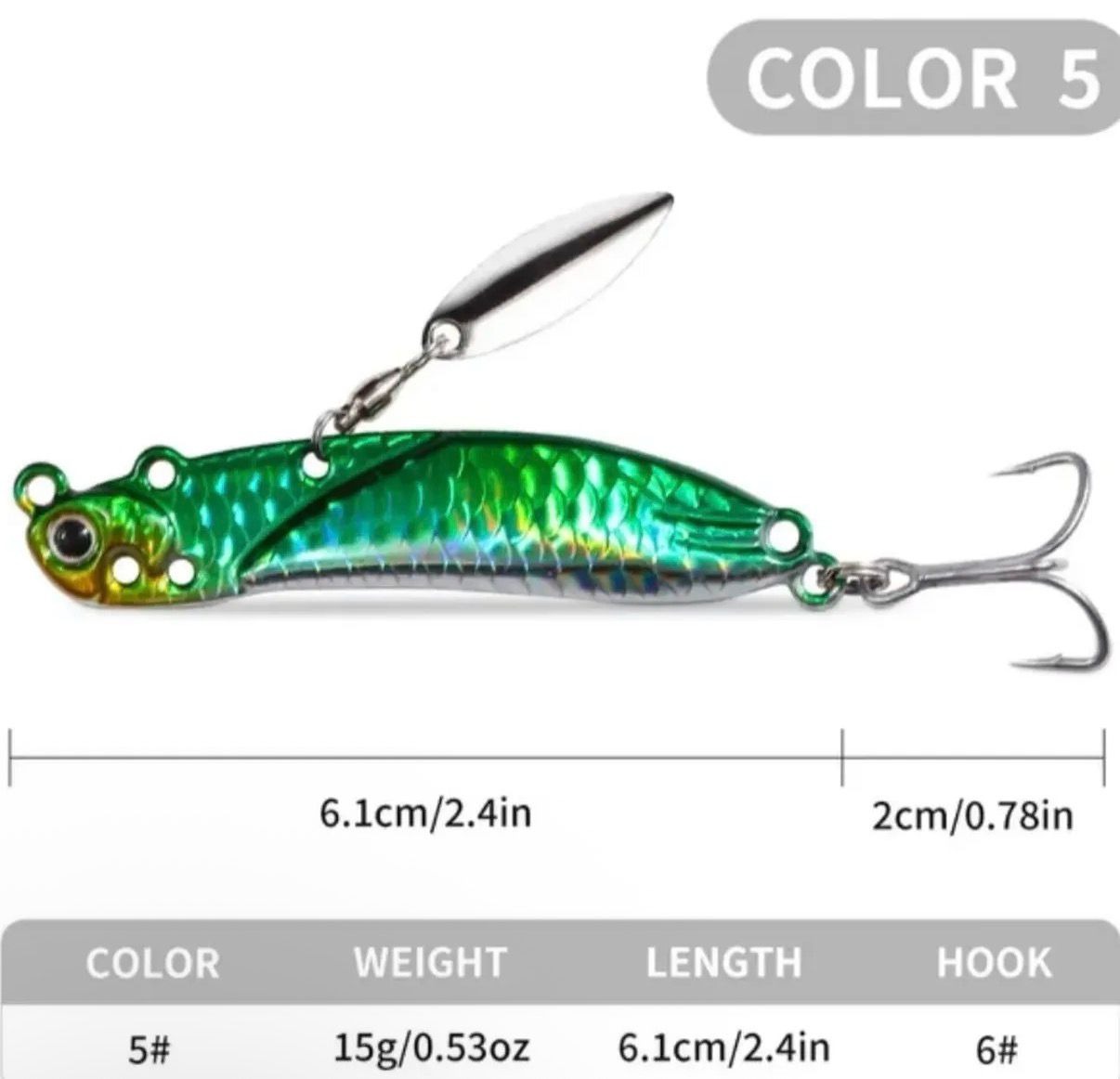 LRF ve Spin İçin Çok Delikli Metal Vibrasyon Sahte Seti (15 gr)