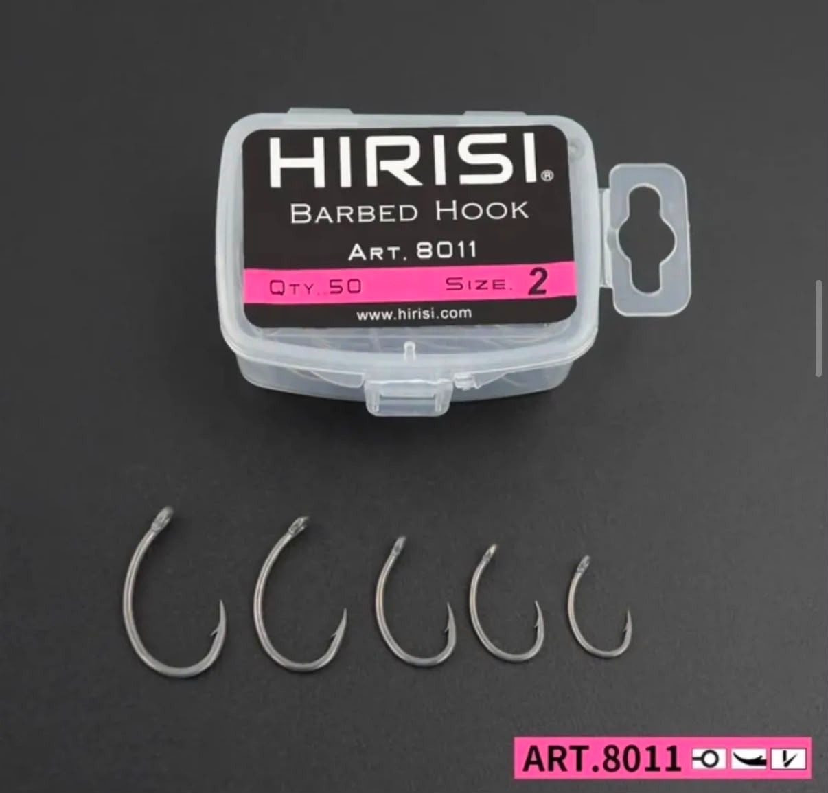 Hirisi Profesyonel Sazan Rig Kancası - 50 Adet Kutulu / Art. 8011 (Size 2-4-6-8-10)