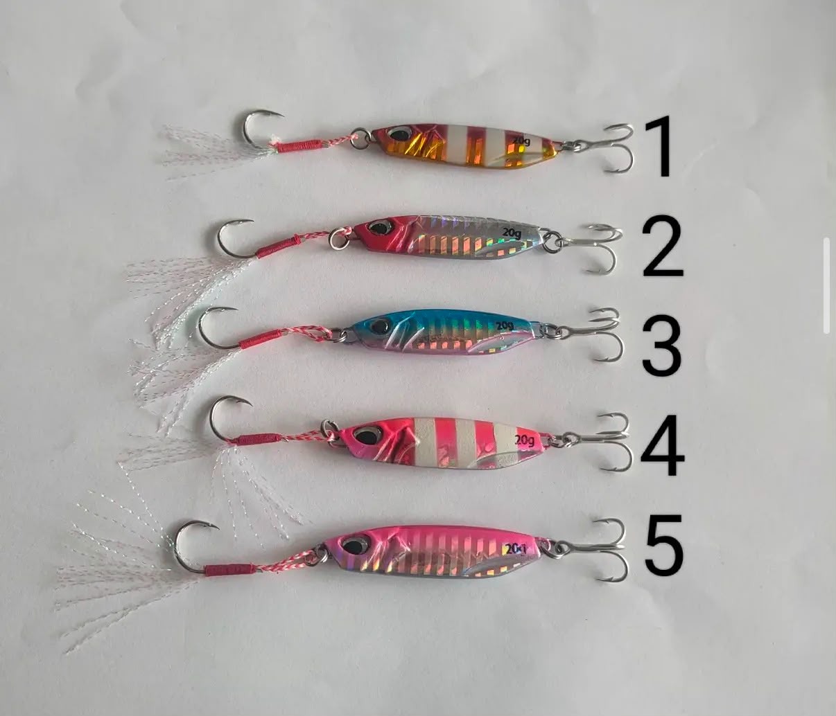 5.5cm 20g Hologramlı & Glow Çizgili Metal Jig Serisi (5 Renk)