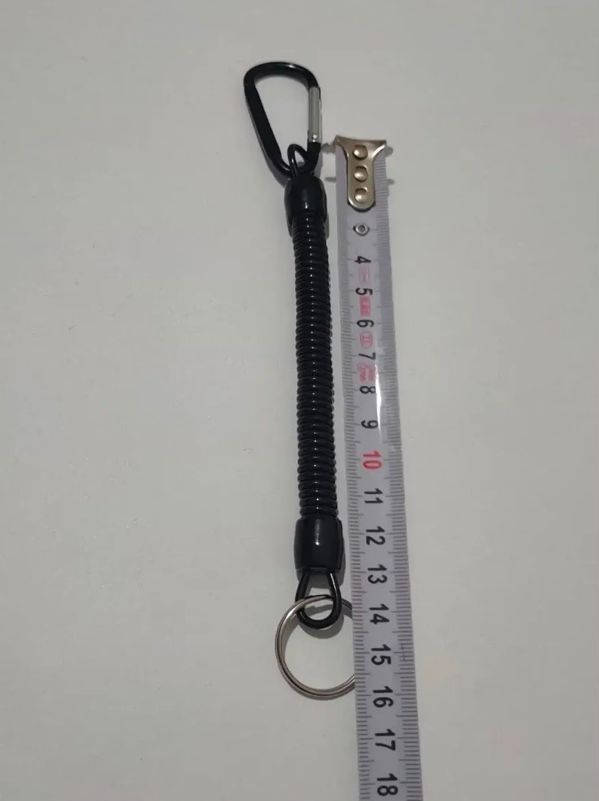 Profesyonel Spiral Balıkçı Emniyet Kordonu - 14 cm / 50 cm Uzayan Karabinalı