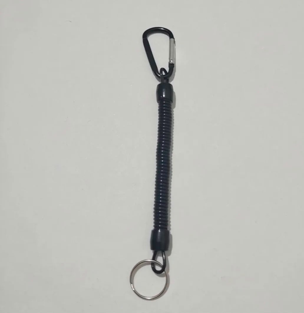 Profesyonel Spiral Balıkçı Emniyet Kordonu - 14 cm / 50 cm Uzayan Karabinalı