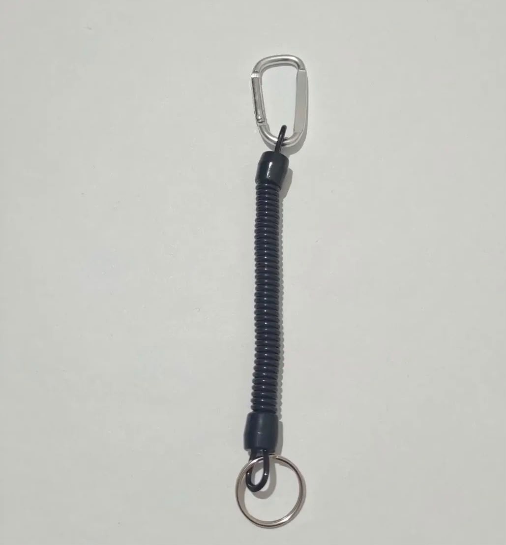 Profesyonel Spiral Balıkçı Emniyet Kordonu - 14 cm / 50 cm Uzayan Karabinalı