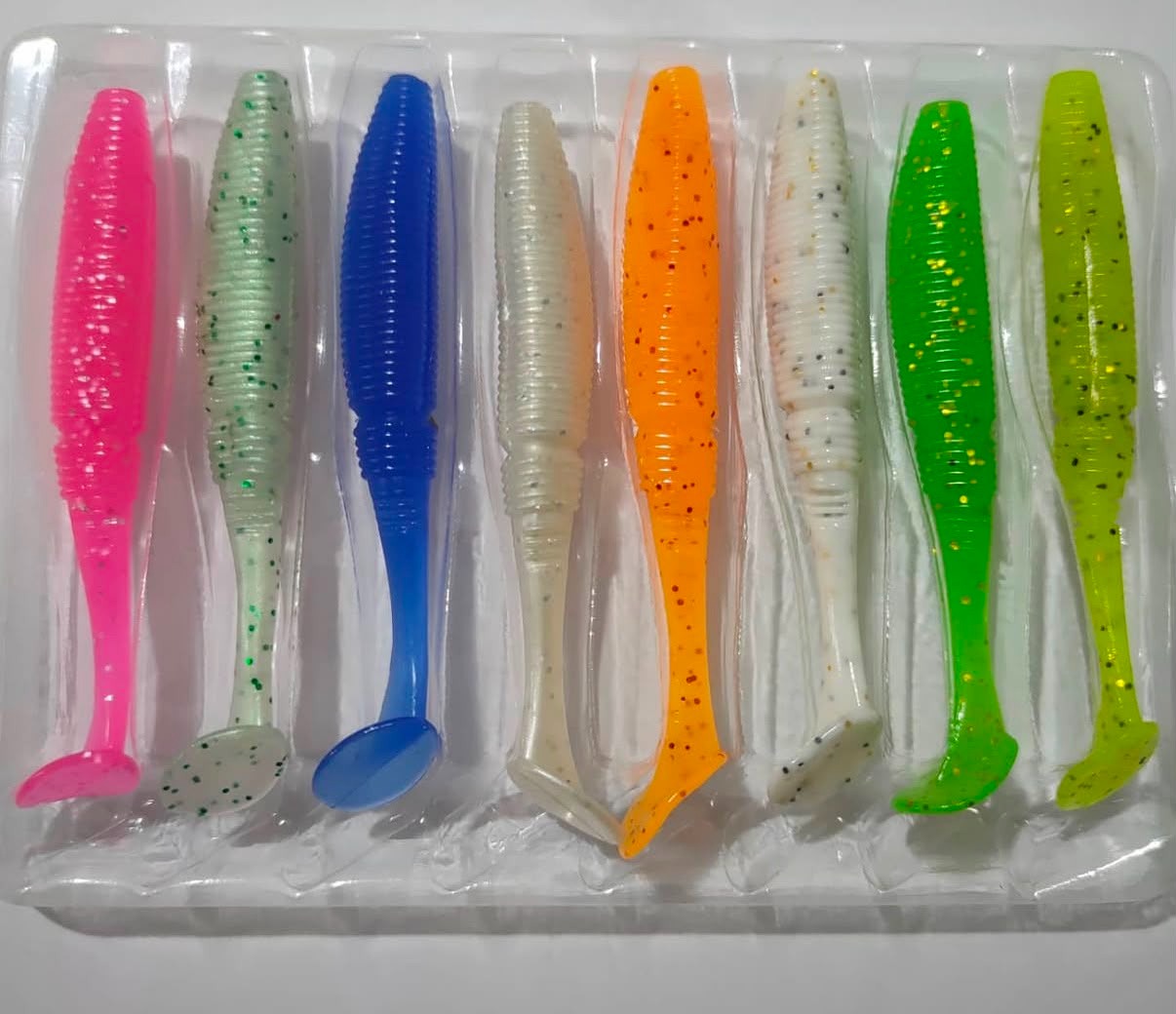 Hem UV Hem Glowlu Palet Kuyruk LRF Silikon Seti - 7.5 cm / 3 gr (8'li Paket)