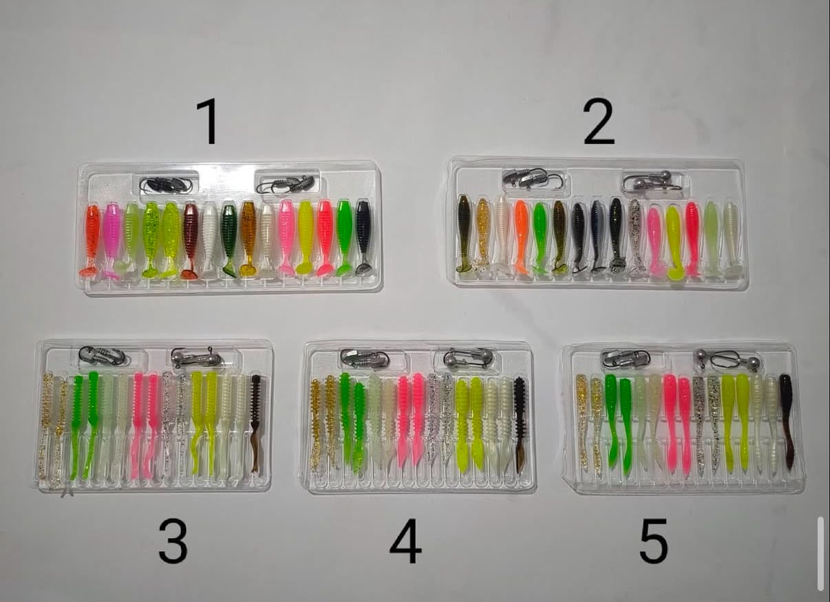 LRF Uyumlu UV & Glow Hazır Silikon Kurt Seti - 15 Silikon + 4 Zoka